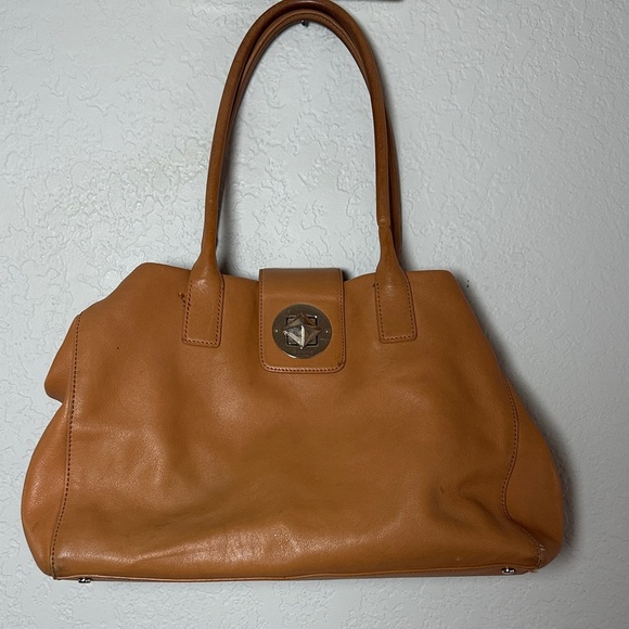 Kate Spade Chrystie Street Camel Tan Leather Bag Satchel Tote Saddle Classic - Picture 6 of 15